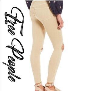 Free People Busted Khaki Distressed Skinny Jeans Size 25